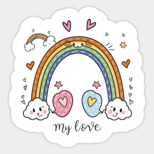 My Rainbow Cat is My Valentine Sticker